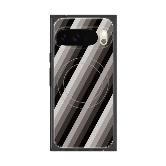 プレミアムスクエアケース with Pixelsnap［ Middle Stripe - Black ］