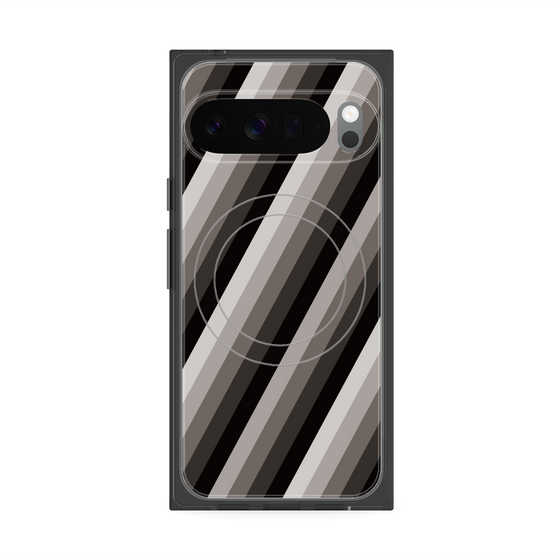 プレミアムスクエアケース with Pixelsnap［ Middle Stripe - Black ］