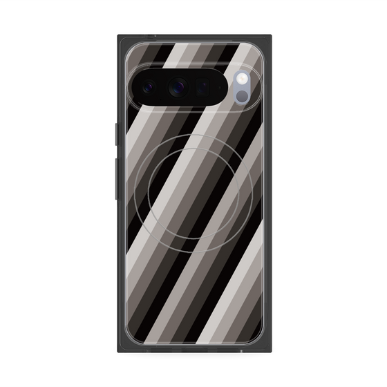 プレミアムスクエアケース with Pixelsnap［ Middle Stripe - Black ］