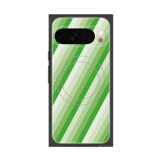 プレミアムスクエアケース with Pixelsnap［ Middle Stripe - Green ］