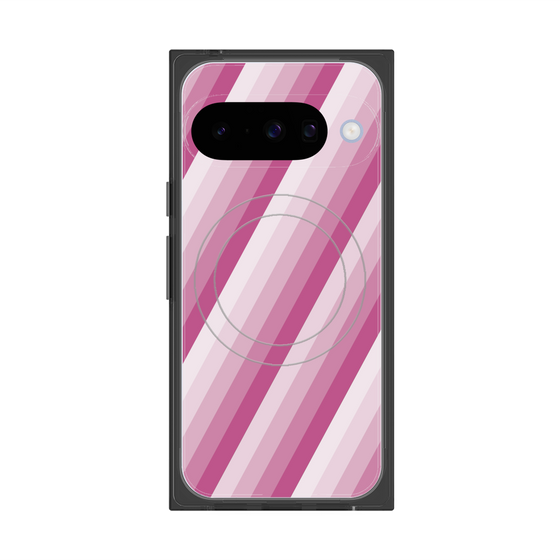 プレミアムスクエアケース with Pixelsnap［ Middle Stripe - Pink ］