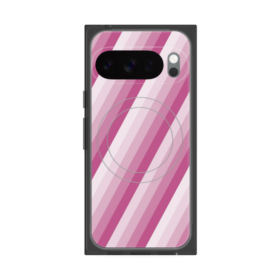 プレミアムスクエアケース with Pixelsnap［ Middle Stripe - Pink ］