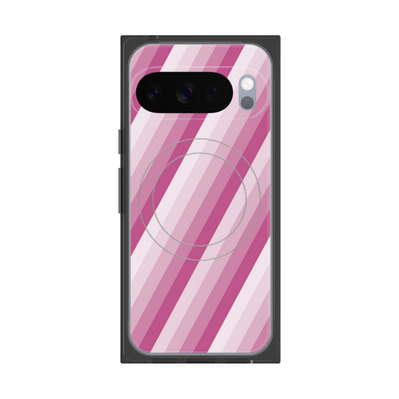 プレミアムスクエアケース with Pixelsnap［ Middle Stripe - Pink ］