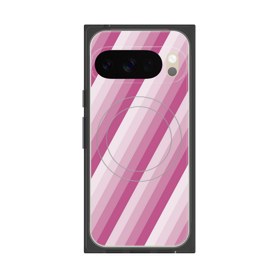プレミアムスクエアケース with Pixelsnap［ Middle Stripe - Pink ］