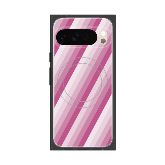 プレミアムスクエアケース with Pixelsnap［ Middle Stripe - Pink ］