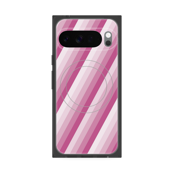 プレミアムスクエアケース with Pixelsnap［ Middle Stripe - Pink ］