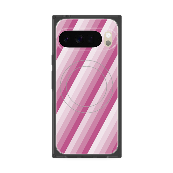 プレミアムスクエアケース with Pixelsnap［ Middle Stripe - Pink ］