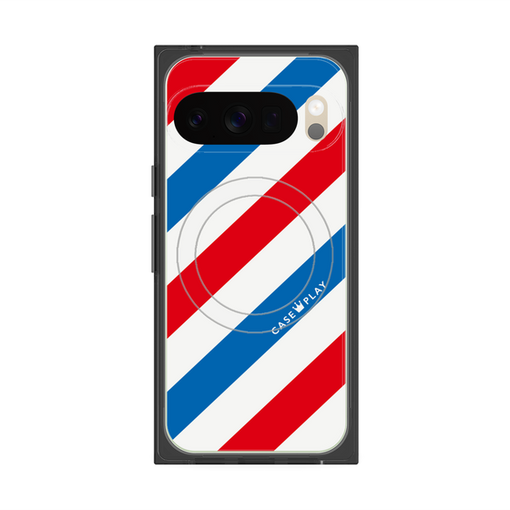 プレミアムスクエアケース with Pixelsnap［ Big Stripe - Red × Blue ］