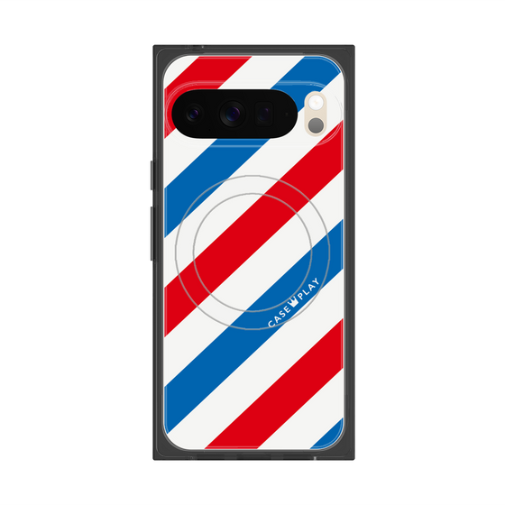 プレミアムスクエアケース with Pixelsnap［ Big Stripe - Red × Blue ］