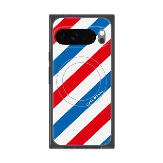 プレミアムスクエアケース with Pixelsnap［ Big Stripe - Red × Blue ］