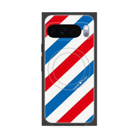 プレミアムスクエアケース with Pixelsnap［ Big Stripe - Red × Blue ］