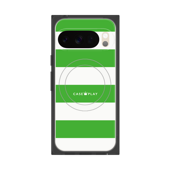 プレミアムスクエアケース with Pixelsnap［ Big Border - Green ］