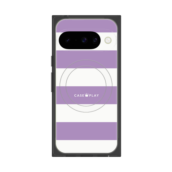プレミアムスクエアケース with Pixelsnap［ Big Border - Purple ］