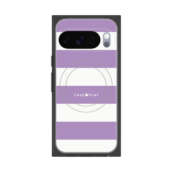 プレミアムスクエアケース with Pixelsnap［ Big Border - Purple ］