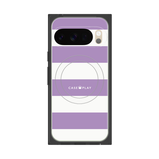 プレミアムスクエアケース with Pixelsnap［ Big Border - Purple ］