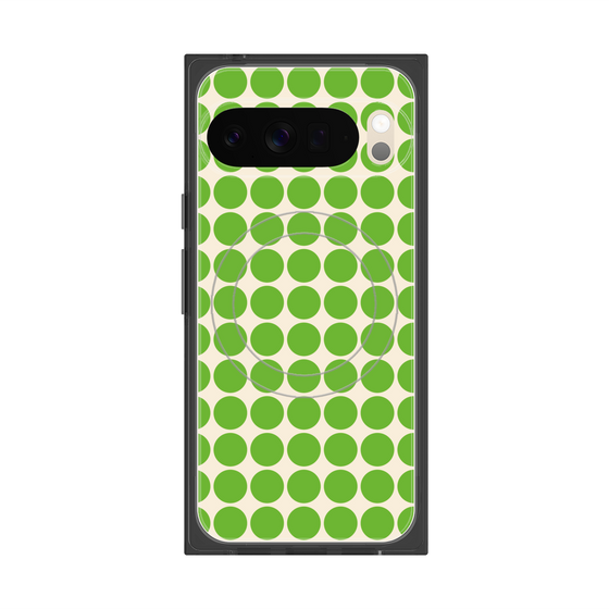 プレミアムスクエアケース with Pixelsnap［ Big Dot - Green ］