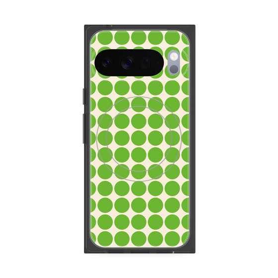 プレミアムスクエアケース with Pixelsnap［ Big Dot - Green ］