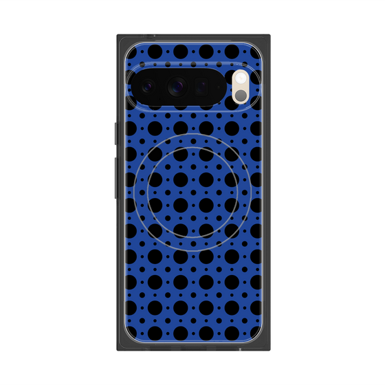 プレミアムスクエアケース with Pixelsnap［ Shower Dot - Blue ］