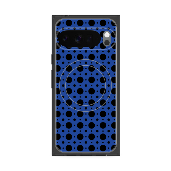 プレミアムスクエアケース with Pixelsnap［ Shower Dot - Blue ］