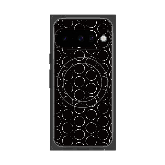 プレミアムスクエアケース with Pixelsnap［ Dot Circle - Black ］