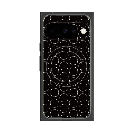 プレミアムスクエアケース with Pixelsnap［ Dot Circle - Black ］