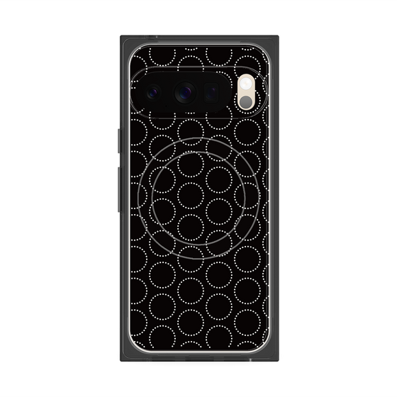 プレミアムスクエアケース with Pixelsnap［ Dot Circle - Black ］