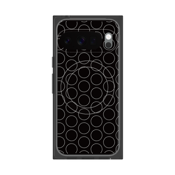 プレミアムスクエアケース with Pixelsnap［ Dot Circle - Black ］
