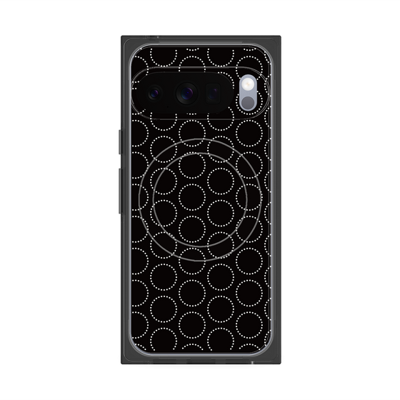 プレミアムスクエアケース with Pixelsnap［ Dot Circle - Black ］