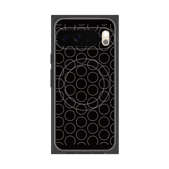 プレミアムスクエアケース with Pixelsnap［ Dot Circle - Black ］