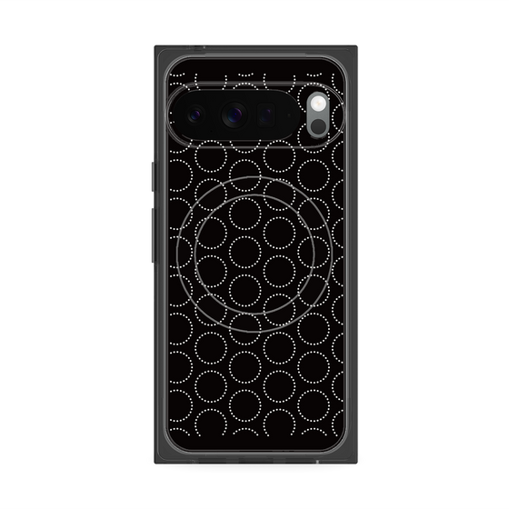 プレミアムスクエアケース with Pixelsnap［ Dot Circle - Black ］