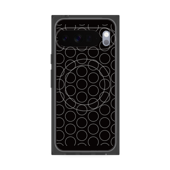 プレミアムスクエアケース with Pixelsnap［ Dot Circle - Black ］