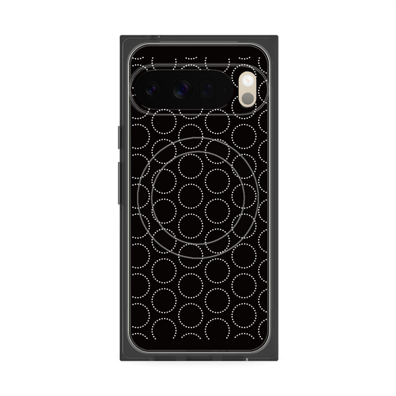 プレミアムスクエアケース with Pixelsnap［ Dot Circle - Black ］