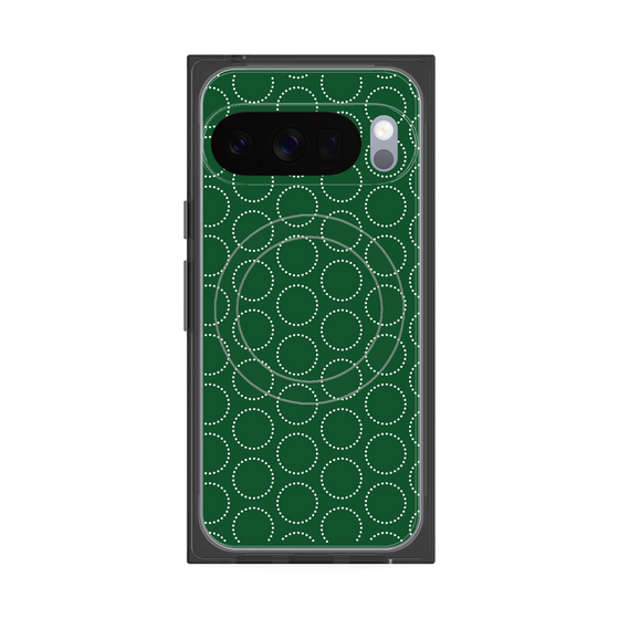プレミアムスクエアケース with Pixelsnap［ Dot Circle - Green ］