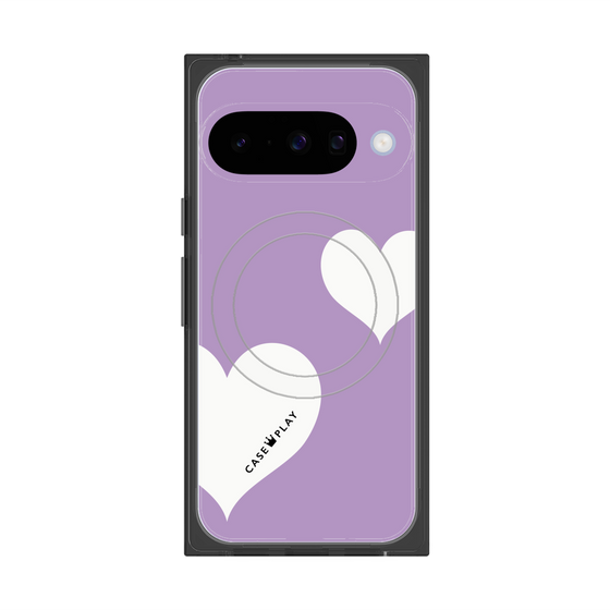 プレミアムスクエアケース with Pixelsnap［ Two Hearts - Purple ］