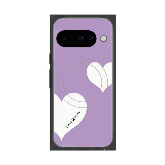 プレミアムスクエアケース with Pixelsnap［ Two Hearts - Purple ］