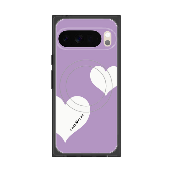 プレミアムスクエアケース with Pixelsnap［ Two Hearts - Purple ］