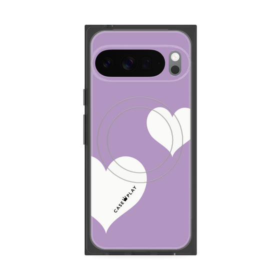 プレミアムスクエアケース with Pixelsnap［ Two Hearts - Purple ］