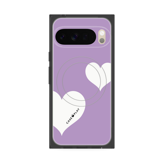 プレミアムスクエアケース with Pixelsnap［ Two Hearts - Purple ］