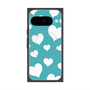 プレミアムスクエアケース with Pixelsnap［ Dot Hearts - Blue ］