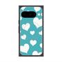 プレミアムスクエアケース with Pixelsnap［ Dot Hearts - Blue ］