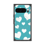 プレミアムスクエアケース with Pixelsnap［ Dot Hearts - Blue ］