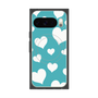 プレミアムスクエアケース with Pixelsnap［ Dot Hearts - Blue ］