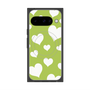 プレミアムスクエアケース with Pixelsnap［ Dot Hearts - Green ］