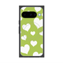 プレミアムスクエアケース with Pixelsnap［ Dot Hearts - Green ］