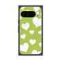 プレミアムスクエアケース with Pixelsnap［ Dot Hearts - Green ］