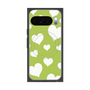 プレミアムスクエアケース with Pixelsnap［ Dot Hearts - Green ］