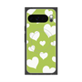 プレミアムスクエアケース with Pixelsnap［ Dot Hearts - Green ］