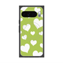 プレミアムスクエアケース with Pixelsnap［ Dot Hearts - Green ］