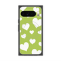 プレミアムスクエアケース with Pixelsnap［ Dot Hearts - Green ］