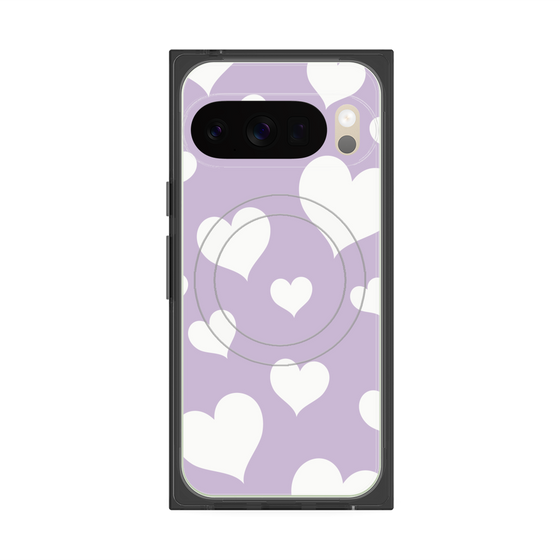 プレミアムスクエアケース with Pixelsnap［ Dot Hearts - Purple ］